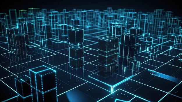 3D rendering of abstract digital technology background. Big data connection concept. photo