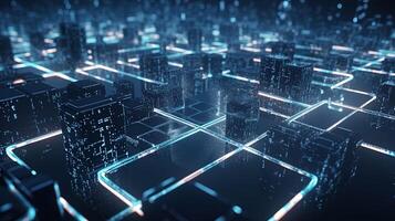 3D rendering of abstract digital technology background. Big data connection concept. photo