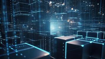 3D rendering of abstract digital technology background. Big data connection concept. photo