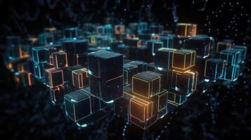 3D rendering of abstract digital technology background. Big data connection concept. photo