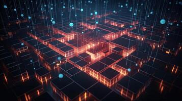 3D rendering of abstract digital technology background. Big data connection concept. photo
