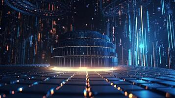 3D rendering of abstract digital technology background. Big data connection concept. photo