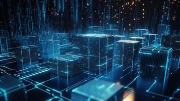 3D rendering of abstract digital technology background. Big data connection concept. photo