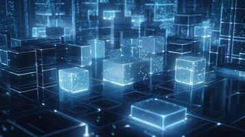 3D rendering of abstract digital technology background. Big data connection concept. photo