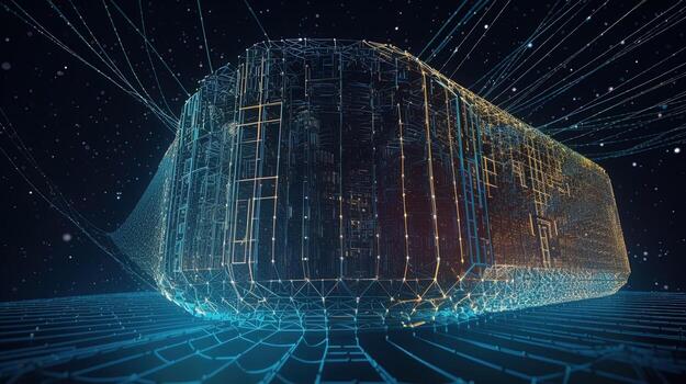 3D rendering of abstract digital technology background. Big data connection concept. photo