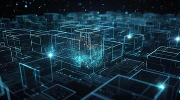 3D rendering of abstract digital technology background. Big data connection concept. photo