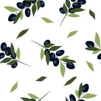 High quality vector illustration. Pattern with black olives. Branches with olives and leaves.