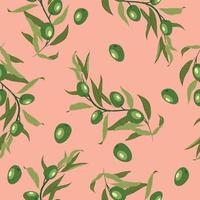 High quality vector illustration. Pattern with branches of olives. Pattern with leaves.