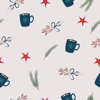 Navidad modelo con un taza de cacao y Malvaviscos. alto calidad vector imagen.