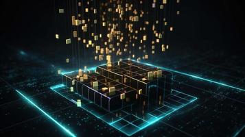 3D rendering of abstract digital technology background. Big data connection concept photo