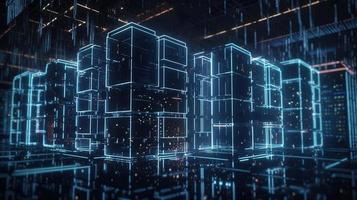3D rendering of abstract digital technology background. Big data connection concept photo