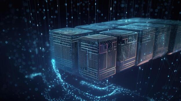 3D rendering of abstract digital technology background. Big data connection concept photo