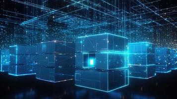 3D rendering of abstract digital technology background. Big data connection concept photo