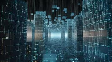 3D rendering of abstract digital technology background. Big data connection concept photo