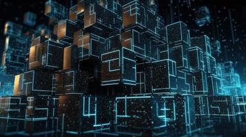 3D rendering of abstract digital technology background. Big data connection concept photo