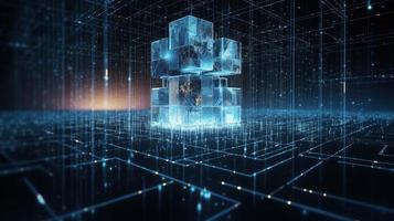 3D rendering of abstract digital technology background. Big data connection concept photo