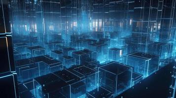 3D rendering of abstract digital technology background. Big data connection concept photo