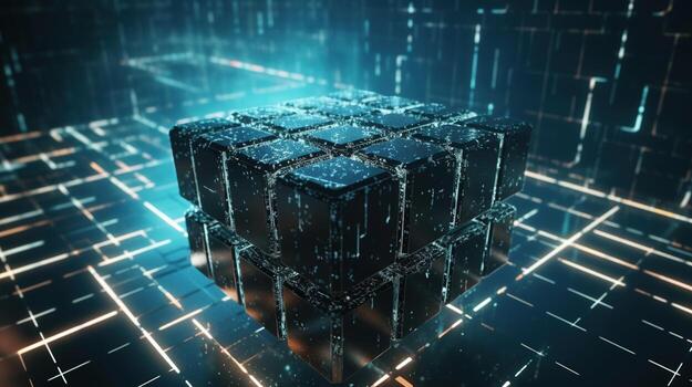 3D rendering of abstract digital technology background. Big data connection concept photo