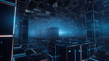 3D rendering of abstract digital technology background. Big data connection concept photo