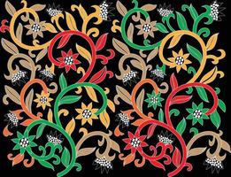 Kalamkari Flowers Outline Seamless Pattern, Kalamkari, sewing, stitch, Outline Seamless Pattern vector