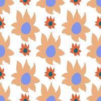 A seamless pattern with orange and blue flowers.vector illustration vector