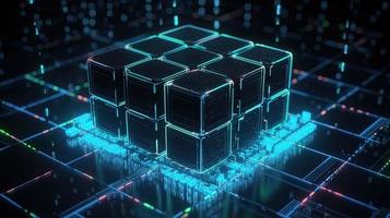 3D rendering of abstract technology concept. Digital data transfer and communication photo