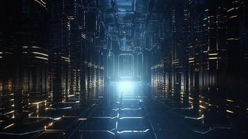 3D rendering of abstract technology concept. Digital data transfer and communication photo