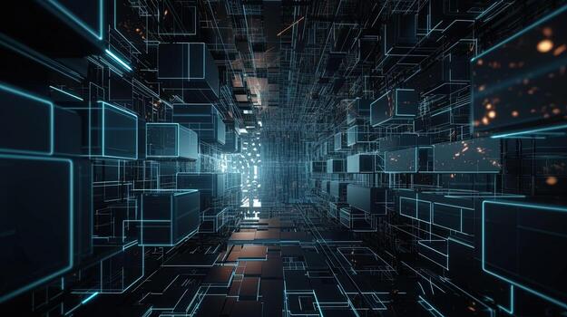 3d representación de resumen tecnología concepto. digital datos transferir y comunicación foto