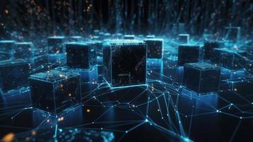 3D rendering of abstract technology concept. Digital data transfer and communication photo