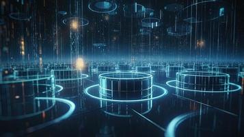 3D rendering of abstract technology concept. Digital data transfer and communication photo
