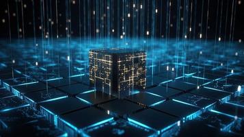 3D rendering of abstract technology concept. Digital data transfer and communication photo