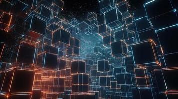 3D rendering of abstract technology concept. Digital data transfer and communication photo