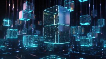 3D rendering of abstract technology concept. Digital data transfer and communication photo