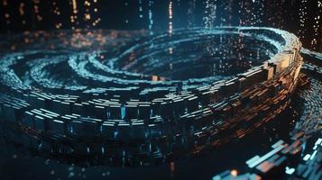 3D rendering of abstract technology concept. Digital data transfer and communication photo