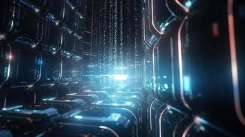 3D rendering of abstract technology concept. Digital data transfer and communication photo