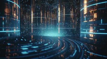 3D rendering of abstract technology concept. Digital data transfer and communication photo