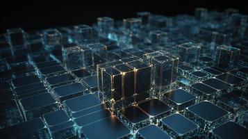 3D rendering of abstract technology concept. Digital data transfer and communication photo