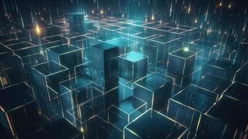 3D rendering of abstract technology concept. Digital data transfer and communication photo