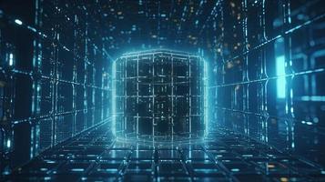3D rendering of abstract technology concept. Digital data transfer and communication photo