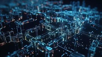 3D rendering of abstract technology concept. Digital data transfer and communication photo