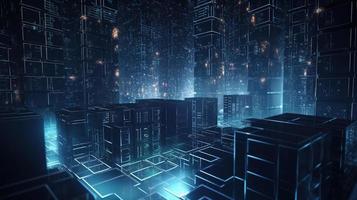 3D rendering of abstract technology concept. Digital data transfer and communication photo