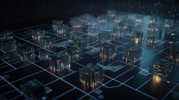 3D rendering of abstract technology concept. Digital data transfer and communication photo