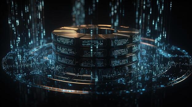 3D rendering of abstract technology concept. Digital data transfer and communication photo