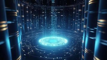 3D rendering of abstract technology concept. Digital data transfer and communication photo