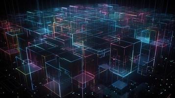 3D rendering of abstract technology concept. Digital data transfer and communication photo