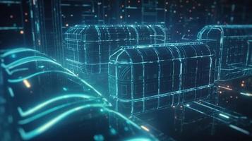 3D rendering of abstract technology concept. Digital data transfer and communication photo