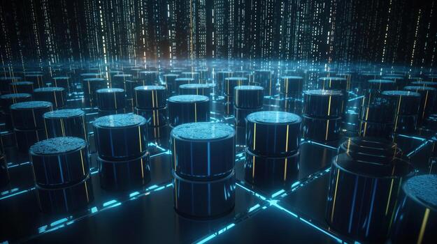 3D rendering of abstract technology concept. Digital data transfer and communication photo