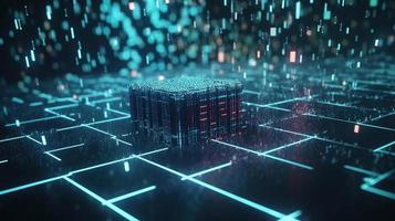 3D rendering of abstract technology concept. Digital data transfer and communication photo