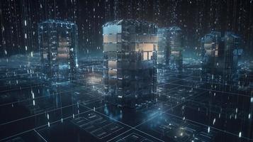 3D rendering of abstract technology concept. Digital data transfer and communication photo