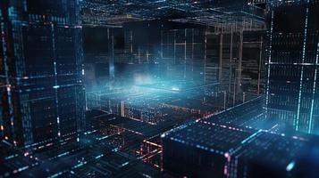 3D rendering of abstract technology concept. Digital data transfer and communication photo